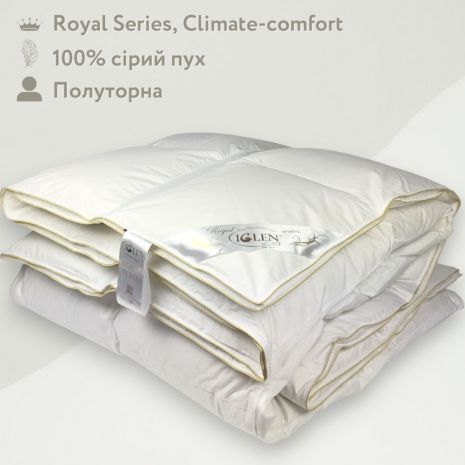 Ковдра пухова зі 100% сірим пухом Royal Series Climate-comfort IGLEN 160х215 (16021510GRS)