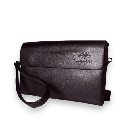 Мужской кошелек клатч Langsa портмоне из экокожи три отдела дополнительные карманы размер: 20*13*5 см коричневый