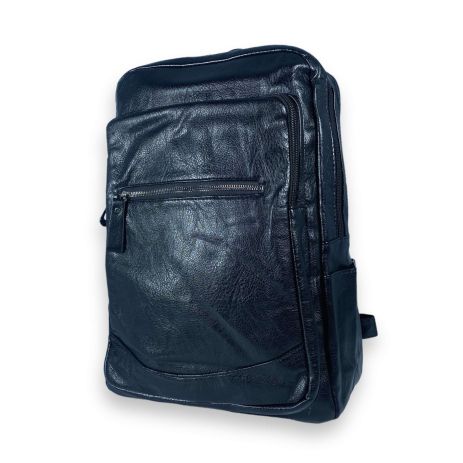 Міський рюкзак з екошкіри, 20 л, один відділ, 2 фронтальні кармани, бокові кармани, розмір: 40*30*15 см, чорний