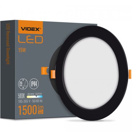 Точечный светильник встраиваемый круглый VIDEX VL-DLBR-155B 15W 5000K черный