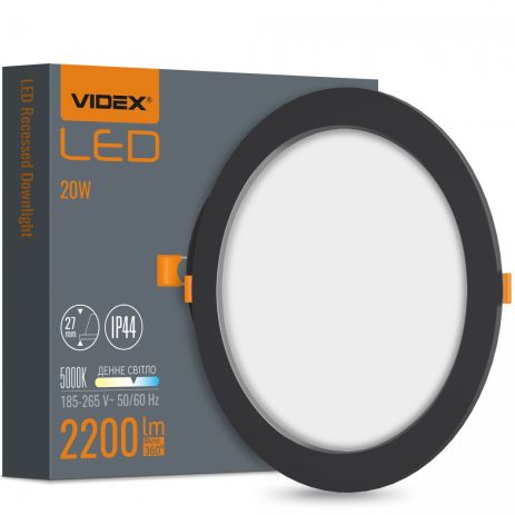 Точечный светильник встраиваемый круглый VIDEX VL-DLBR-205B 20W 5000K черный