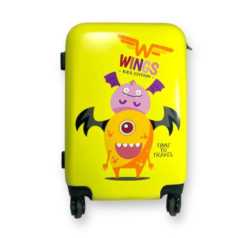 Дитяча валіза Wings, одне відділення, кодовий замок, висувна ручка, розмір: 55*37*23 см, вага: 2,5 кг, жовтий