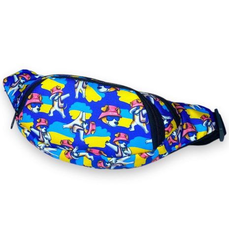 Бананка детская, два кармана, застежка фастекс на поясе, размер: 30*14*6 см, желто-голубая Калуш пес Патрон