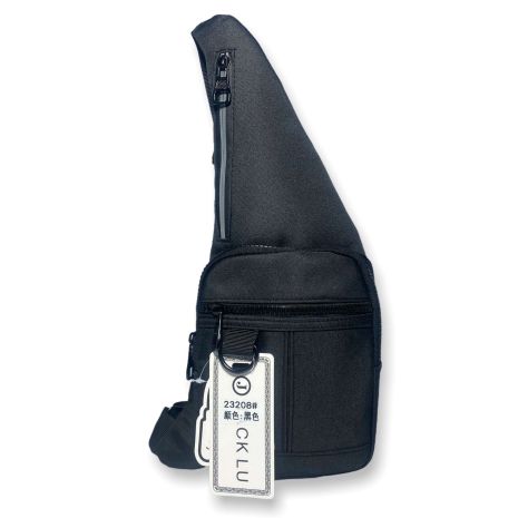 Мужская сумка-слинг, 23208, одно основное отделение, 3 дополнительных кармана, размеры: 38х18х4 см, черная