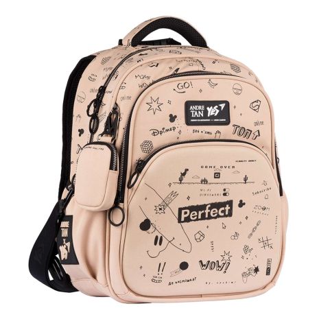 Школьный рюкзак YES Andre Tan, два отделения, фронтальный карман боковые карманы размер 38*30*17см бежевый Light