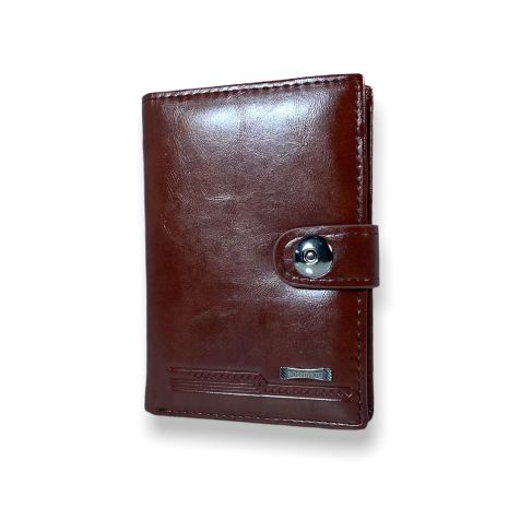 Чоловічий гаманець Bohshihou 302B-3 із шкірзамінника застібка-кнопка розмір: 14*11*2 5 см коричневий