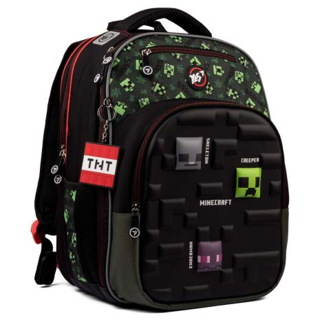 Школьный рюкзак YES, полукаркасный два отделения фронтальный карман размер 40*29*18,5см черный Minecraft Chibi