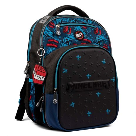 Шкільний рюкзак YES напівкаркасний два відділення фронтальний карман розмір 40*29*18,5см сірий Minecraft Funtage
