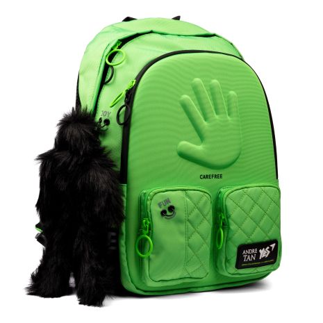 Шкільний рюкзак YES by Andre Tan, напівкаркасний, два відділення, фронтальні кишені розмір 40*30*14см Hand green