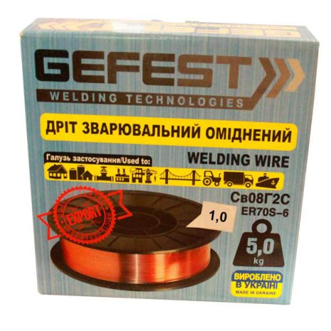 Дріт зварювальний GEFEST СВ08Г2С 1.0мм 4.6кг обіднений