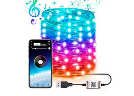 Smart РОСА 200led 20м USB, BlueTooth, керування смартфоном, RGB 104шт