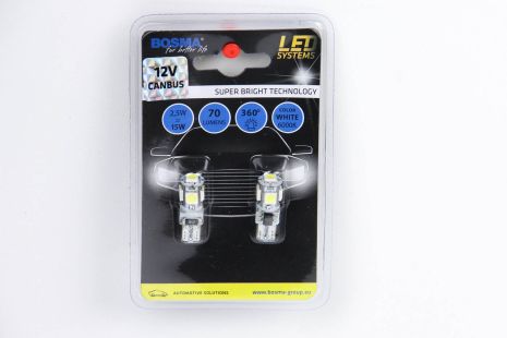 Автомобильная лампа T10 LED 12V 5XSMD 5050 LED БЕЛАЯ ДВОЙНАЯ ПОЛЯРНОСТЬ CANBUS Упаковка из 2 шт., BO