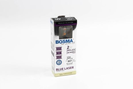 Автолампа H7 BLUE LASER 12V 55W PX26D Упаковка 2шт, BOSMA (3707)