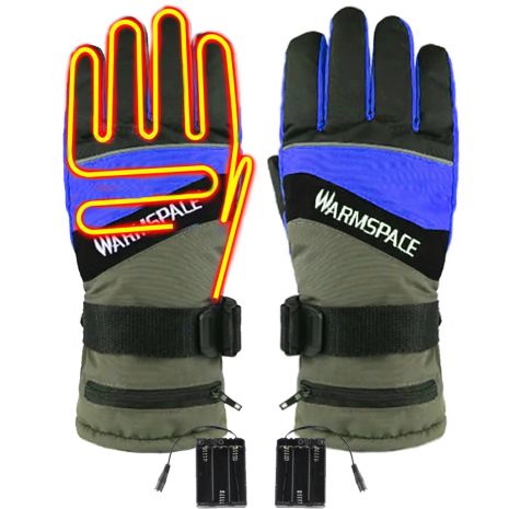 Зимние перчатки с подогревом лыжные uWarm GF0126H на батарейках, размер L, синие