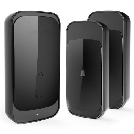 Вологозахищений сенсорний бездротовий дверний дзвінок Digital Lion WDB-03-1, на 2 кнопки, 58 мелодій, до 300 м, Чорний