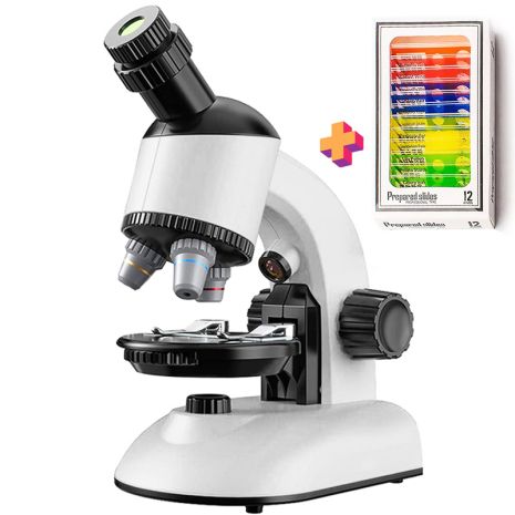Детский научный набор: микроскоп OEM 1100A-1 до 640х + биологические образцы