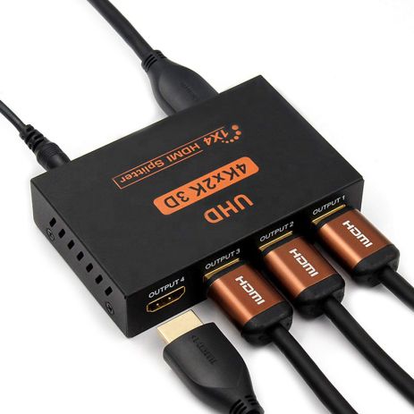 Активний HDMI розгалужувач на 4 порти Addap HVS-02, чотиринаправлений відео спліттер 4К