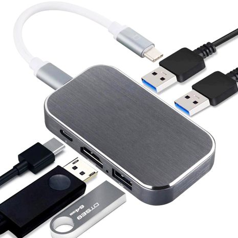USB Type-C хаб / разветвитель для ноутбука Addap MH-08, многопортовый концентратор 5в1: 3 x USB 3,0 + Type-C + HDMI