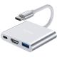 USB Type-C хаб 3в1: USB 3,0 + HDMI + Type-C, мультифункциональный разветвитель для ноутбука Addap MH-06
