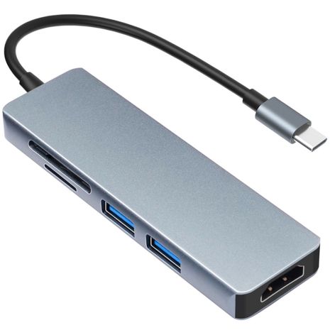 Мультипортовый USB-C хаб - разветвитель для ноутбука Addap MH-11 | Адаптер 5в1: USB 3.0 / USB-C / SD / MicroSD