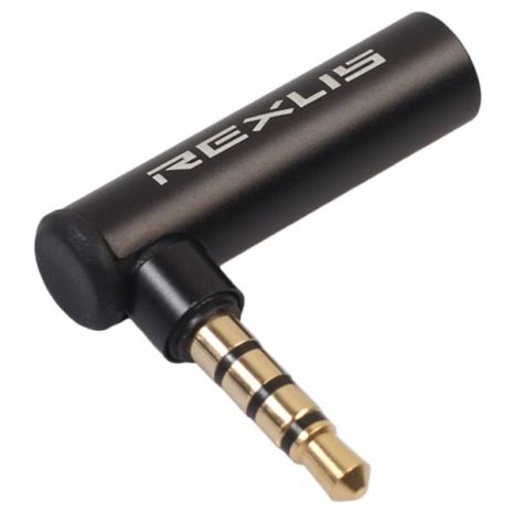 Перехідник REXLIS CTIA - OMTP 3,5 мм для навушників, кутовий 90 градусів, 4pin