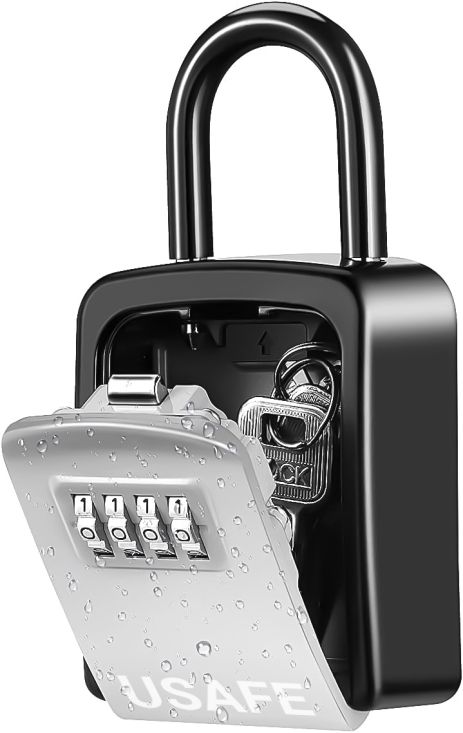 Підвісний металевий міні сейф для ключів uSafe KS-05s, з гачком та паролем, Сірий