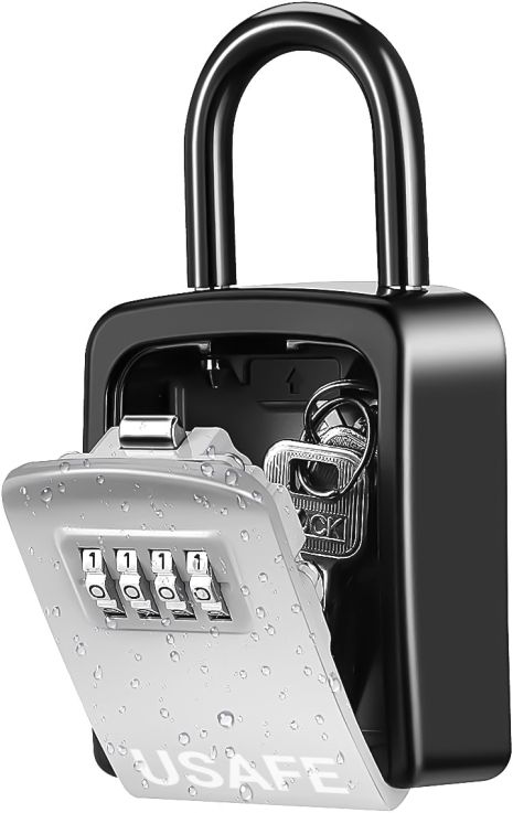 Подвесной металлический мини сейф для ключей uSafe KS-05s, с крючком и паролем, Серый