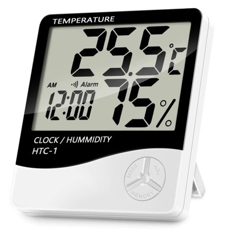 Электронный комнатный термометр гигрометр с часами Uchef HTC-1