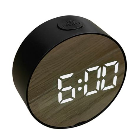 Настільний електронний LED годинник DT 6505 з дзеркальним дисплеєм, круглі