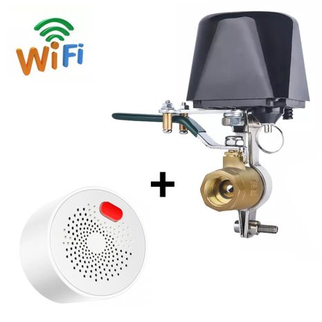 WiFi Комплект защиты от утечки газа USmart | электропривод SM-01w + датчик газа NGD-01w, Tuya, DN20, 3/4"