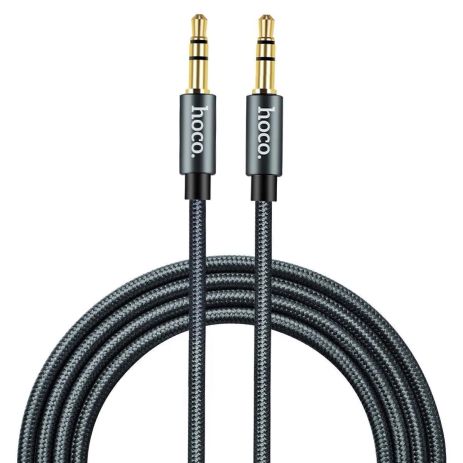 AUX Аудио стерео кабель Hoco UPA03, 3pin 3.5 мм на 3pin 3,5 мм, 1 метр, Серый