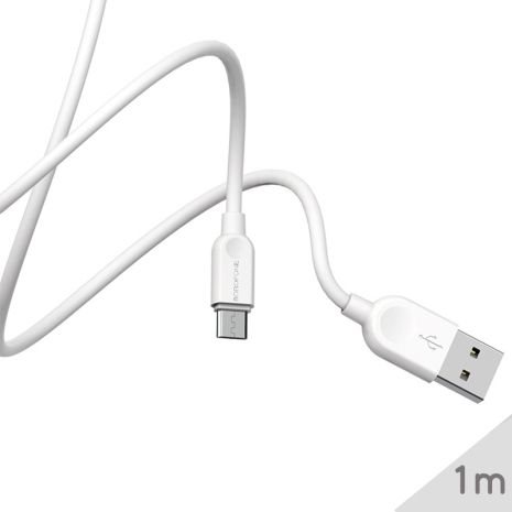 USB - Micro кабель USB для смартфона Borofone BX14, 2.4A, Білий, 1m