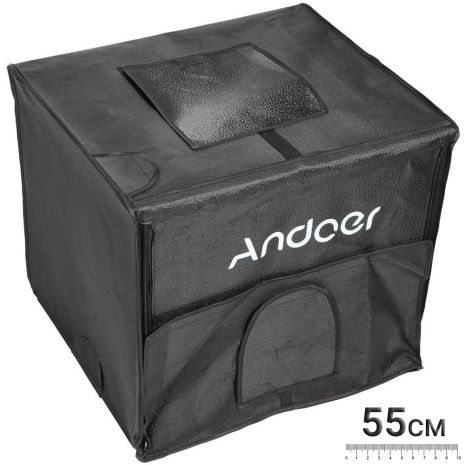 Переносной фотобокс с LED подсветкой Andoer LB-01 | лайтбокс для предметной съемки, 55см