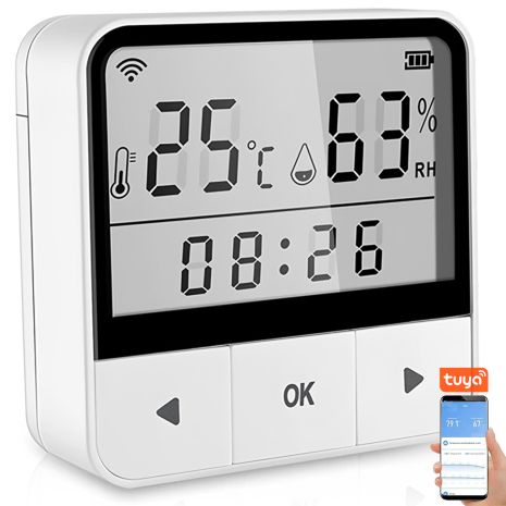 WiFi термогігрометр кімнатний USmart THD-04w, розумний датчик температури та вологості годинником, Tuya