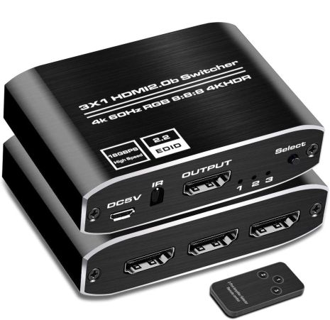 HDMI перемикач на 3 канали Addap HVS-10 трипортовий свитч для відеосигналу, 4K/60Hz