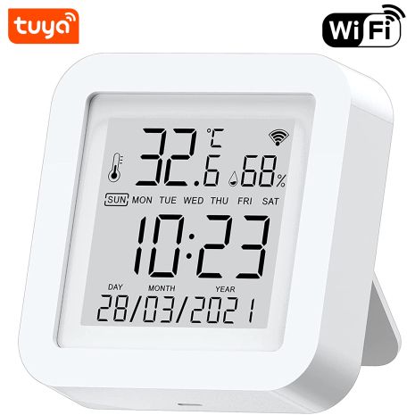 Умный Wi-Fi датчик температуры и влажности USmart THD-03w, термогигрометр с часами и календарем, Tuya