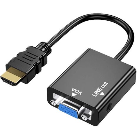 Адаптер, переходник с HDMI на VGA для передачи видео и аудиосигнала Addap HDMI2VGA-01, 1080P