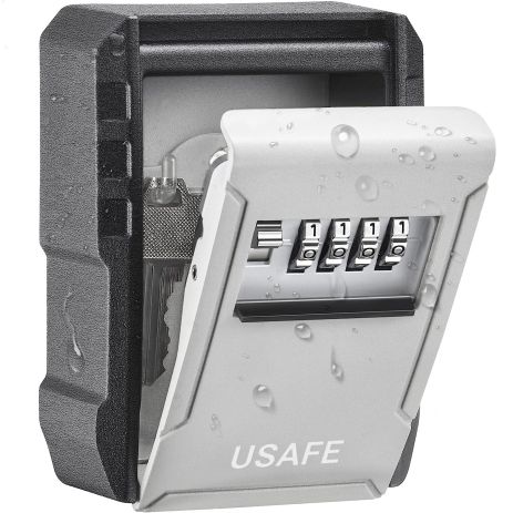 Антивандальний зовнішній сейф для ключів uSafe KS-09, з кодовим замком, настінний, сірий