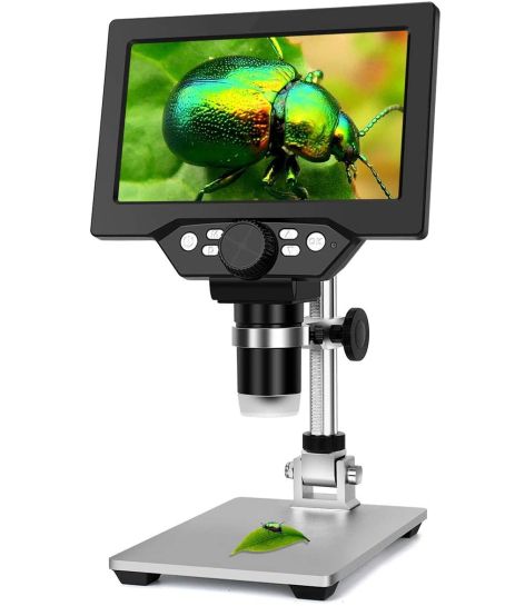 Цифровой микроскоп на штативе GAOSUO G1200HD, с 7" LCD экраном и подсветкой, увеличение до 1200X, питание от сети