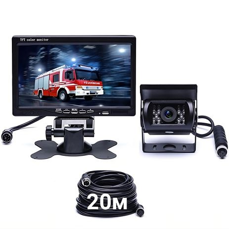 Камера заднього виду з монітором Podofo F0505, паркувальний комплекс для вантажних авто, кабель 20м.