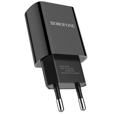 СЗУ / USB зарядка - блок питания Borofone BA20A, 5V, 2.1A, Черный