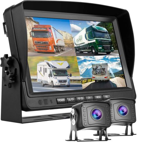 Комплект с 2-мя камерами заднего вида и 9" монитором Podofo A2805 | парковочная система с записью видео для грузовых автомобилей