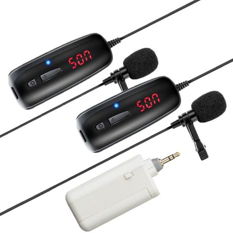 Комплект з двома бездротовими петличними мікрофонами Savetek P8-UHF для телефону, смартфона, до 50 метрів