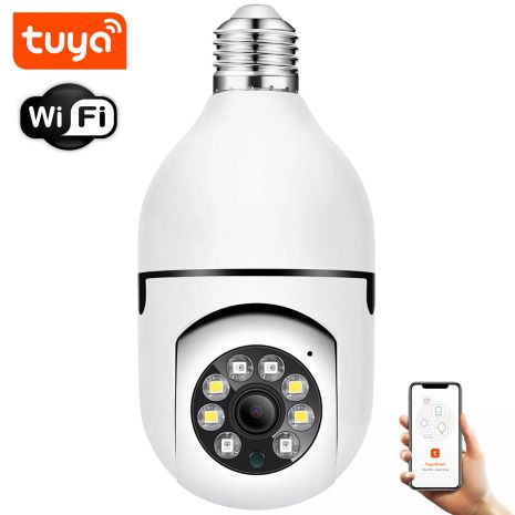 Умная поворотная WiFi камера-лампочка в цоколь для видеонаблюдения USmart LBC-01w, с поддержкой Tuya, E27, 3 МП