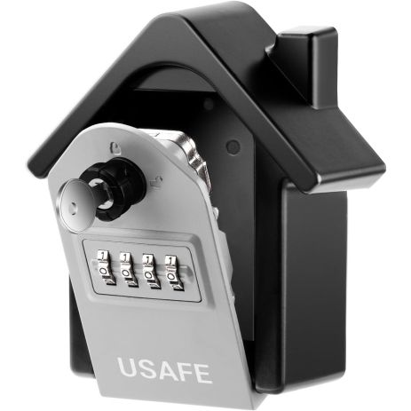 Антивандальний зовнішній сейф для ключів uSafe KS-06, у формі будинку, з кодовим замком і ключем, настінний, Сірий
