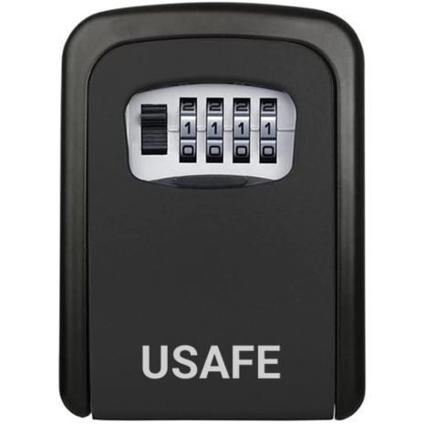 Антивандальный наружный мини сейф для ключей uSafe KS-04, с кодовым замком, настенный, Черный