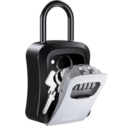 Подвесной металлический мини сейф для ключей uSafe KS-05, с крючком и паролем, Серый