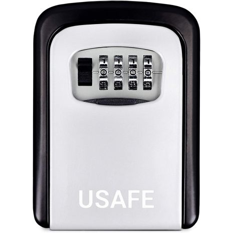 Антивандальный наружный мини сейф для ключей uSafe KS-04, с кодовым замком, настенный, Серый