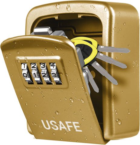 Антивандальний настінний міні сейф uSafe KS-08 для ключів, з кодовим замком, Золотий