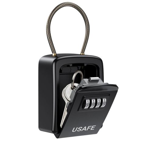 Підвісний зовнішній міні сейф uSafe KS-07 для ключів, з кодовим замком та гнучким тросом.